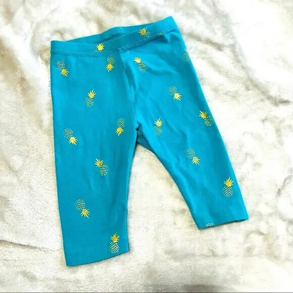 Old Navy Baby Girl Teal Pineapple Capri Leggings – Size 18–24M